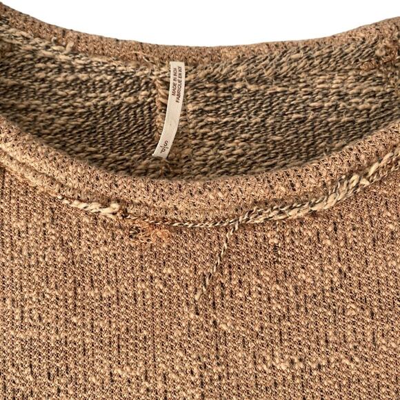 Free People Jade Tan Pullover Knit Crop Sweatshirt size small - Picture 6 of 11